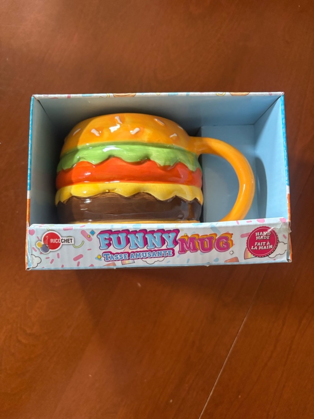 Amazon Orange, Yellow, Green & Brown Burger Novelty Mug
